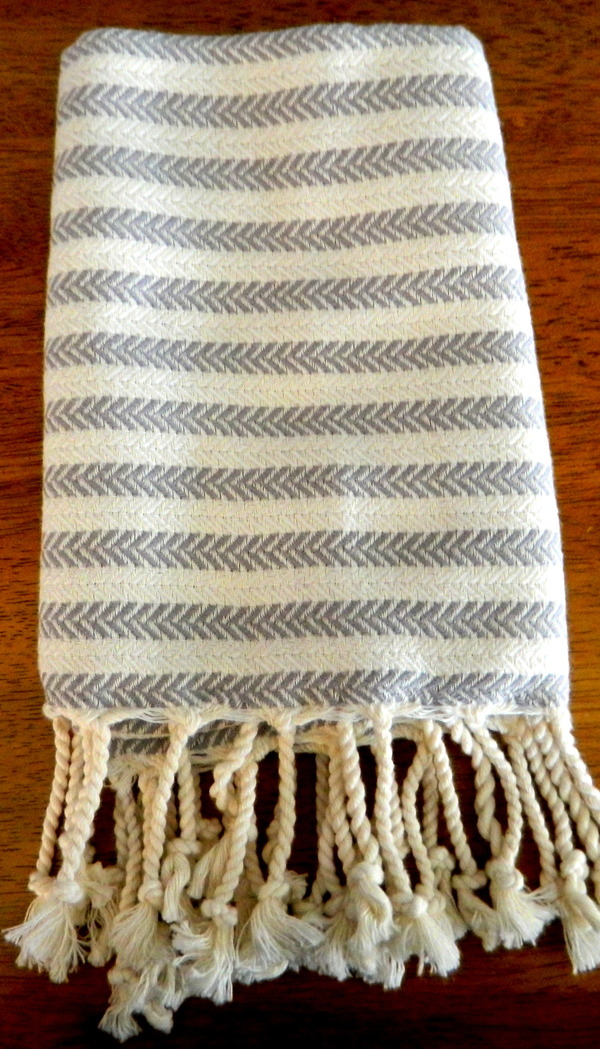 Grey Striped Hand Towel